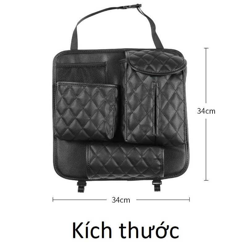 Túi da cứng treo đựng đồ sau ghế ô tô xe hơi đa năng