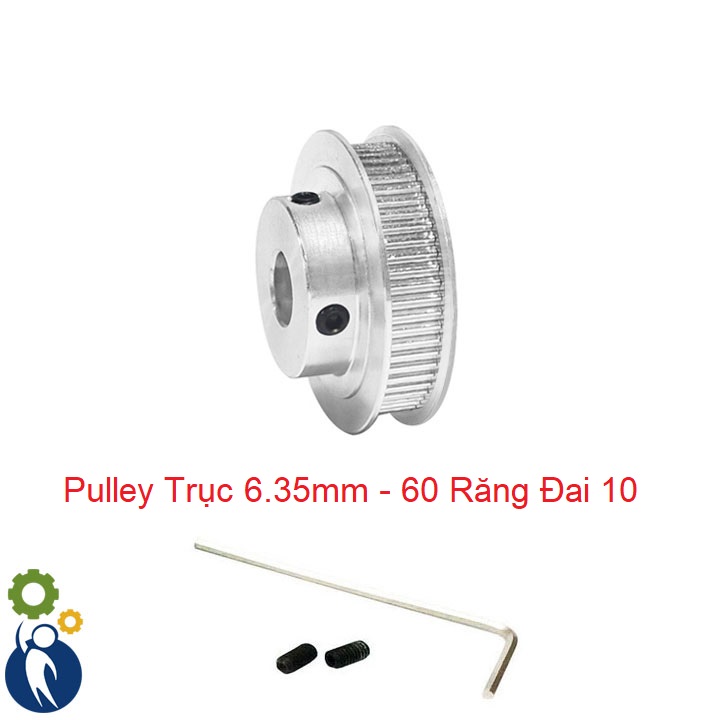 Buly, Puly, Pulley Trục 6.35mm - 60 Răng Đai 10, sử dụng với dây đai 2GT-10mm