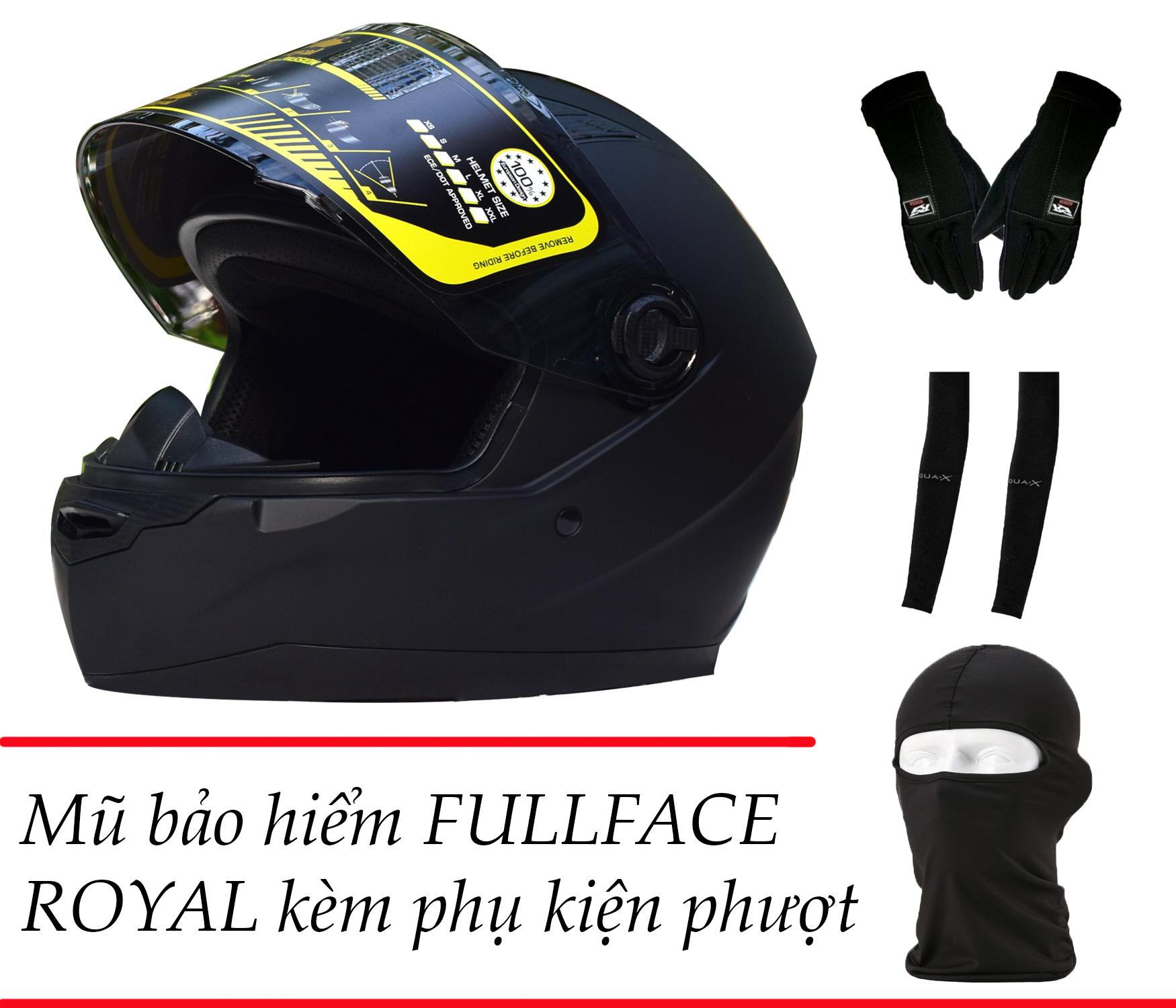 Mũ Bảo Hiểm Fullface  M136 Size XL ( Kính Trong) + Phụ Kiện Lái Xe