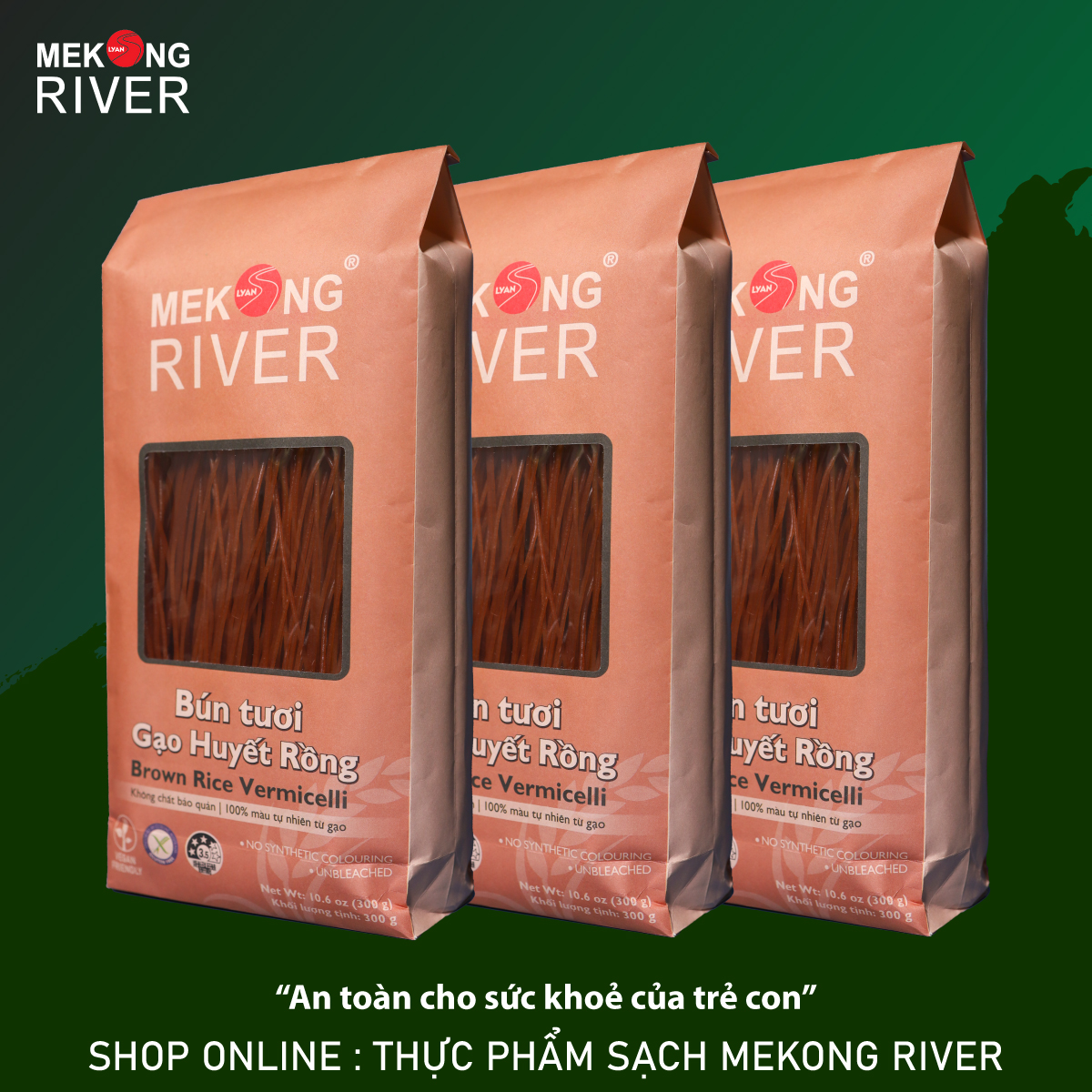 Combo 3 túi Bún Tươi Gạo Huyết Rồng MeKong River 300g