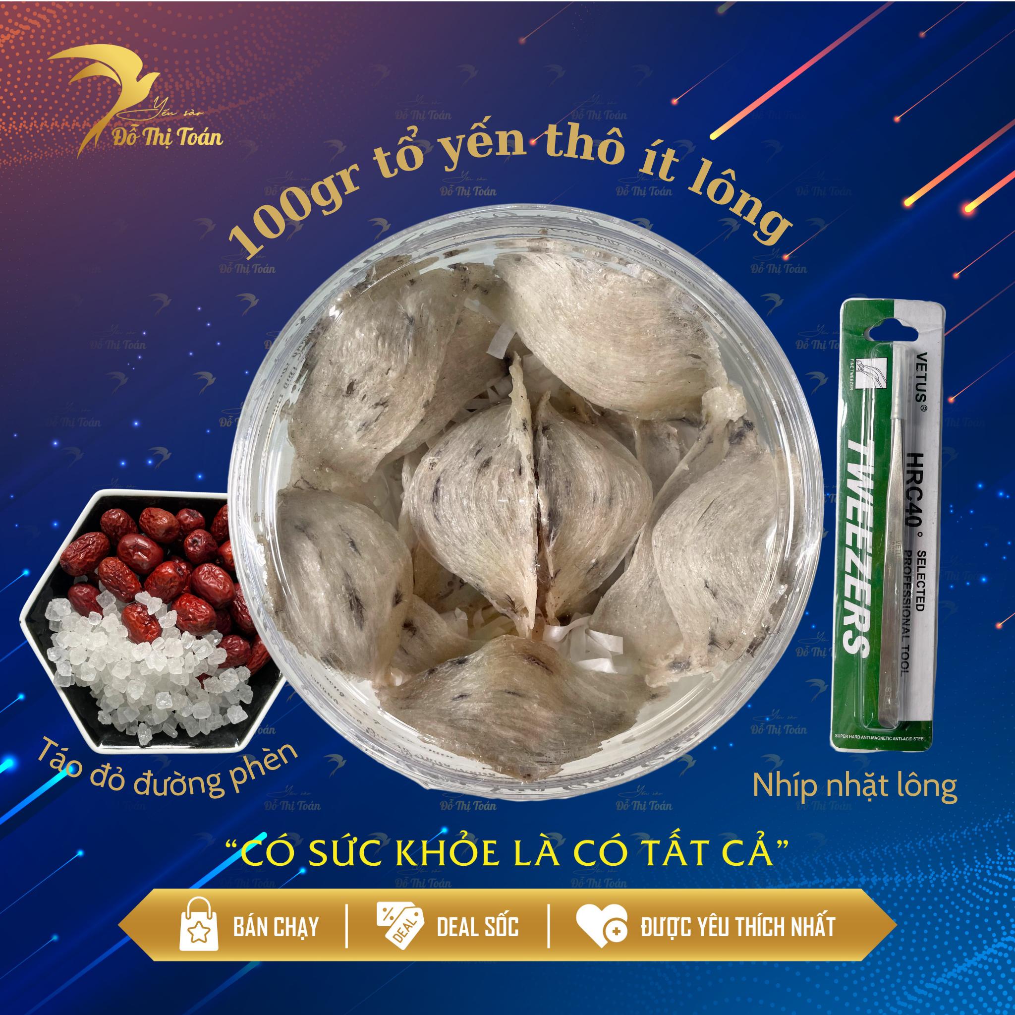 Yến thô ít lông hộp 100gr - Ăn tổ yến giúp đẹp da - Tốt cho hệ hô hấp - tặng kèm đường táo nhíp - Yến sào cao cấp Đỗ Thị Toán