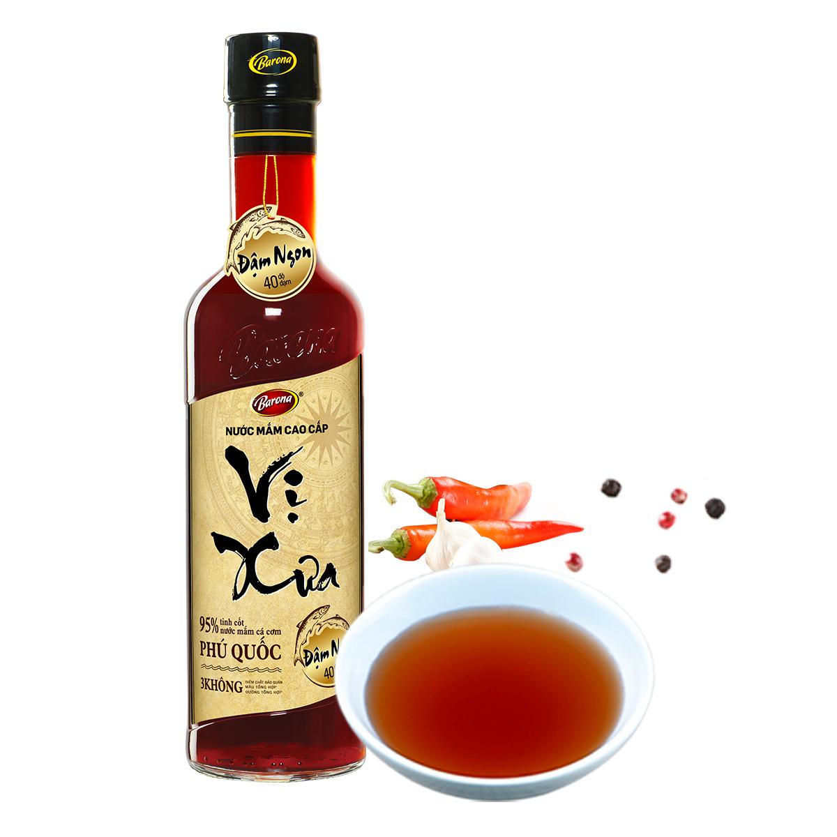 Nước mắm cao cấp Vị Xưa 40 độ đạm (500ml), 1 thùng 6 chai