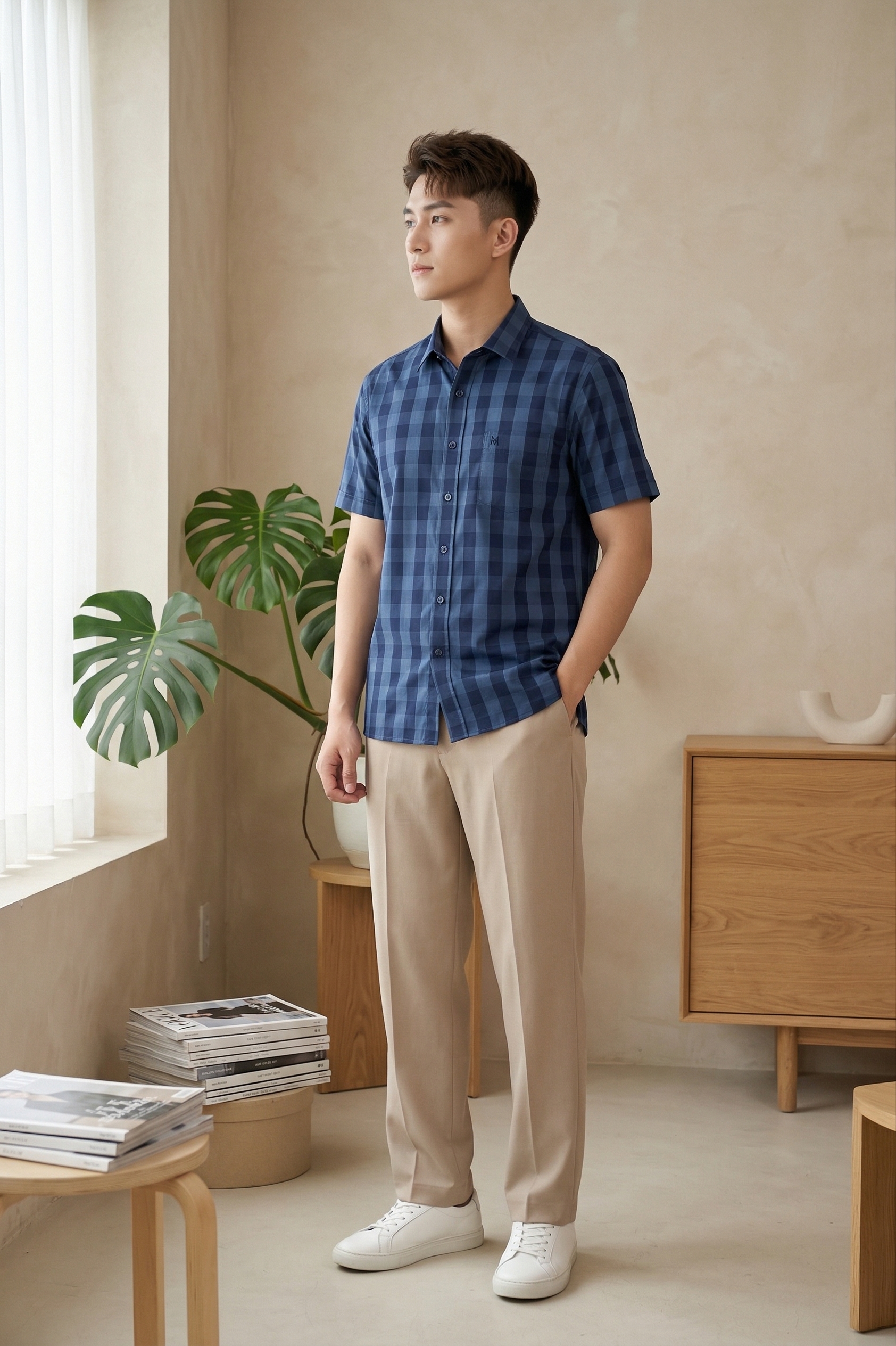 Áo sơ mi tay ngắn nam Khatoco Sale 350K ( giá tem 438k)