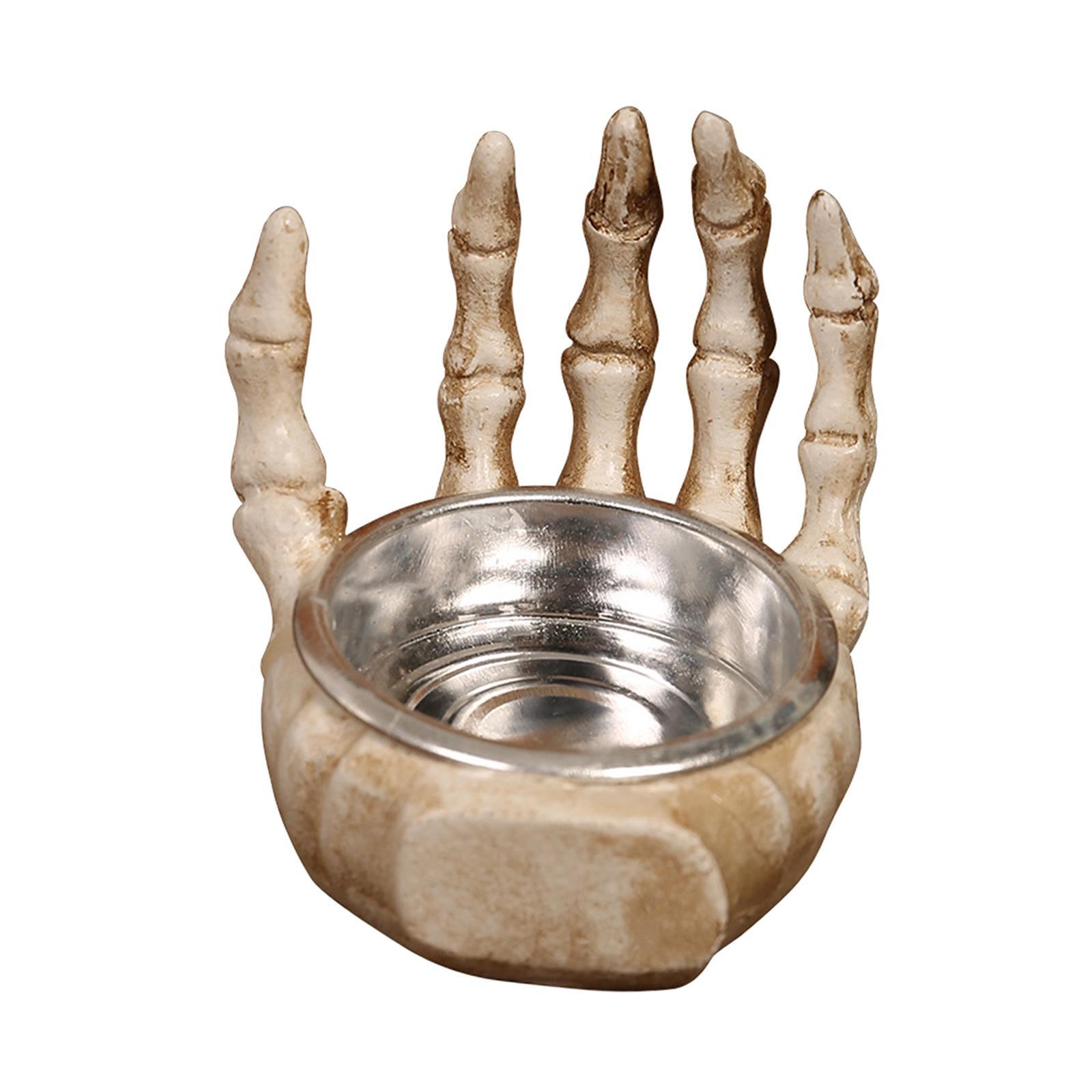 Halloween Skulls Candle Holder Candle Stand Human Skeleton Pillar Candle Holder for Haunted House Spooky Bar Holiday Table Centerpiece Party