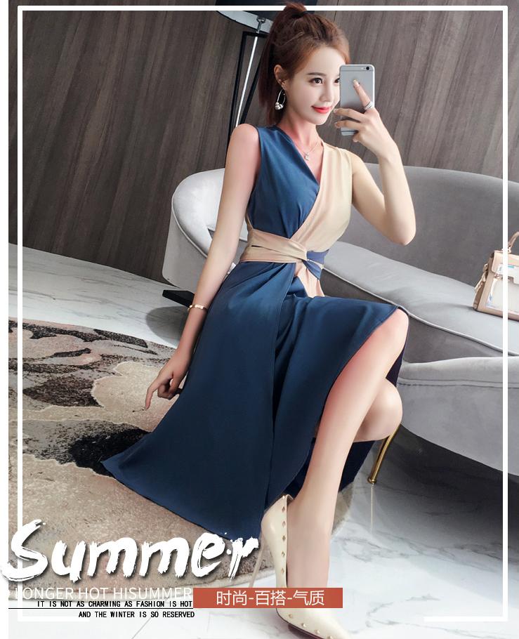 Đầm xòe phối màu cổ V cưc xinh NT4404N