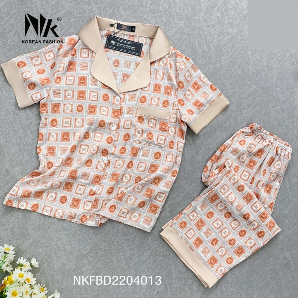 Bộ Đồ Pyjama Áo Cộc Tay Kết Hợp Quần Lửng NK Fashion Chất Vải Tuyết Lạnh Nhập Khẩu Cao Cấp Không Nhăn Xù NKFBD2204013