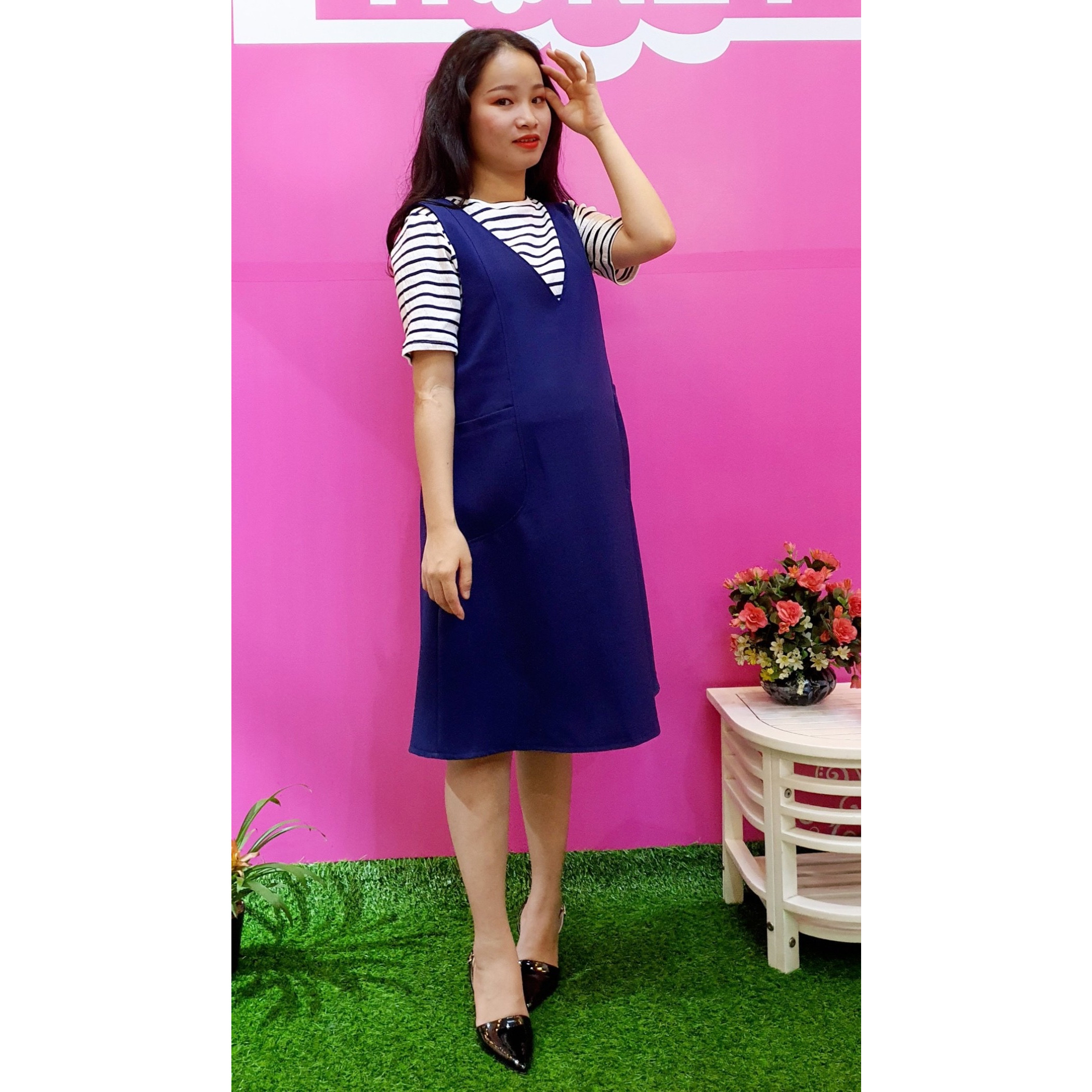 Yếm bầu vải thô túi nổi