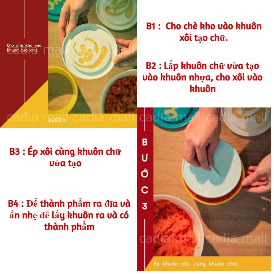 Bộ Khuôn Làm Xôi Phúc Lộc Thọ 5 Chi Tiết Bằng Chất Liệu Nhựa Chịu Nhiệt, Khuôn Làm Bánh Phúc Lộc Thọ