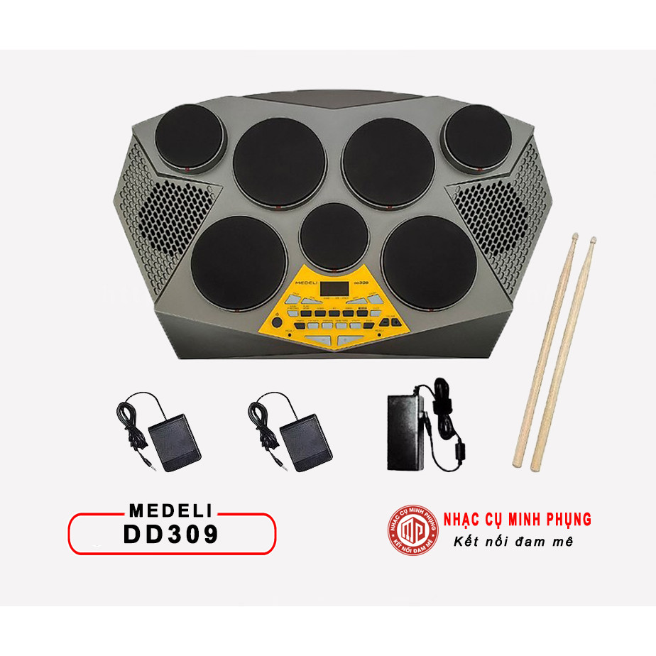 Bộ trống điện tử cao cấp/ Portable Drums/ Electronic Drum Kits/ Compact Digital Drums - Table Drums - Medeli DD309 - 7 pads - Hàng chính hãng