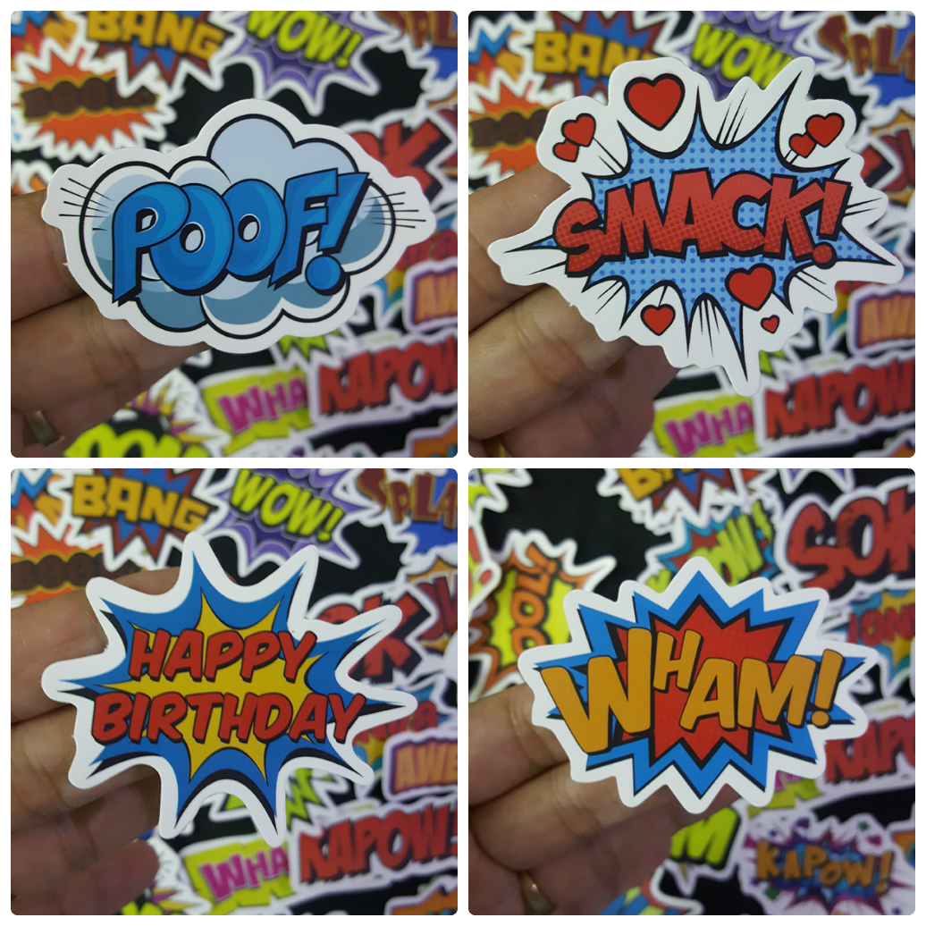 Bộ Sticker dán cao cấp chủ đề BOOM - Dùng dán Xe, dán mũ bảo hiểm, dán Laptop