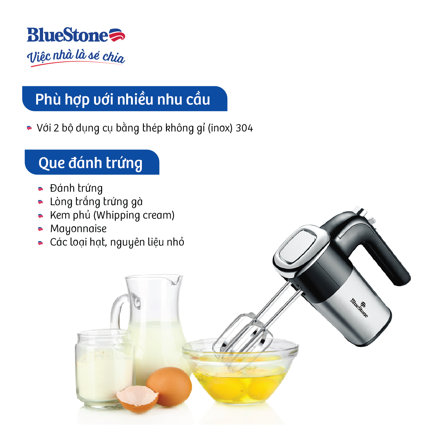 Máy Đánh Trứng Bluestone HMB-6338 , Công Suất 400W, Hàng Chính Hãng