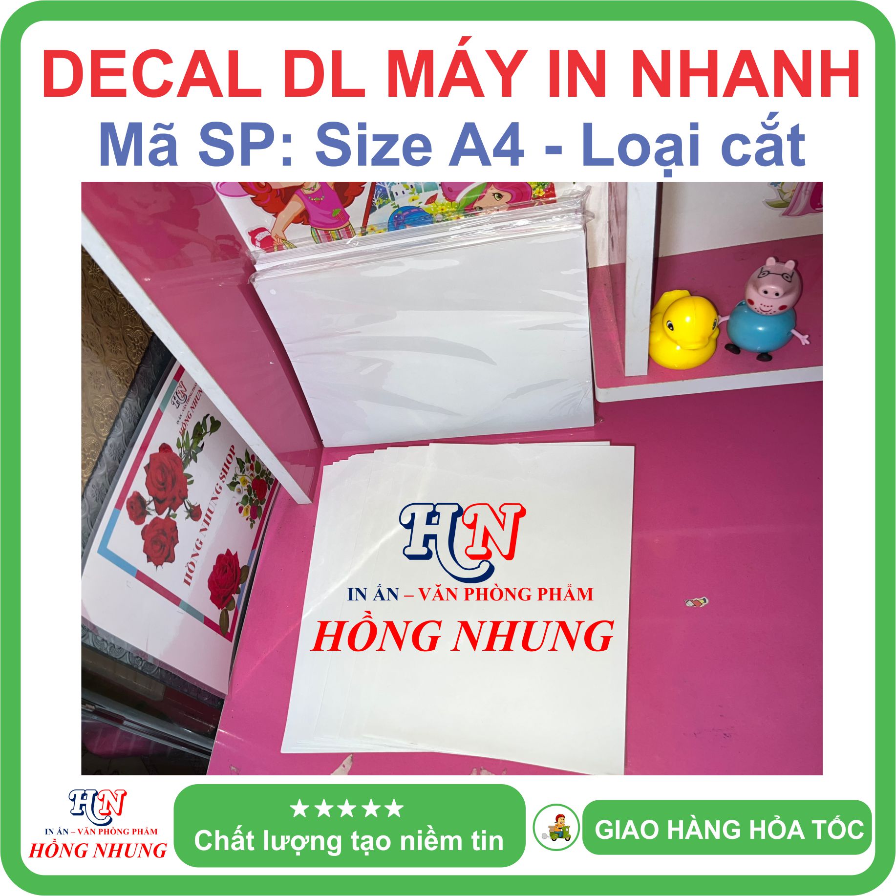 [HỒNG NHUNG] Xấp 100 tờ Decal DL chuyên máy in nhanh Laser (Loại cắt), khổ A4 - In chuyên nghiệp