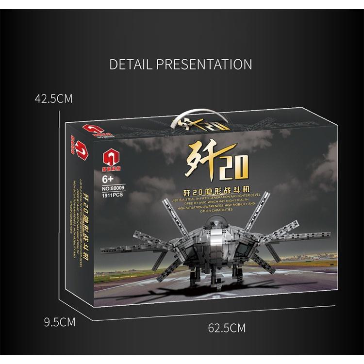 Đồ chơi Lắp ráp Máy bay chiến đấu tàng hình J-20, Juhang 88009 Stealth Fighter, Xếp hình thông minh