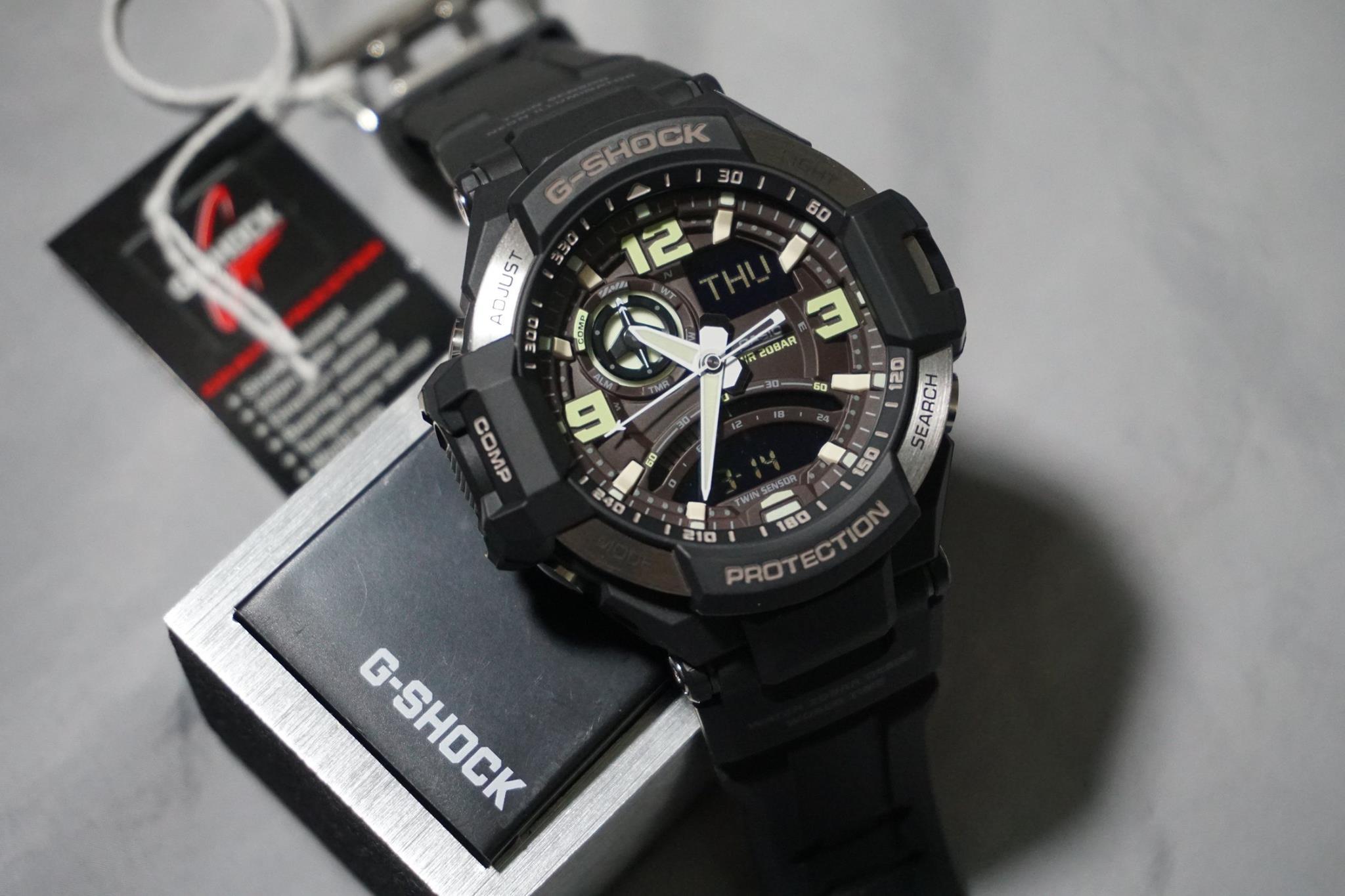 Đồng Hồ Nam Dây Nhựa Casio G-Shock GA-1000-1BDR Chính Hãng - La bàn - Nhiệt kế - GA-2000-5A Gravity Master