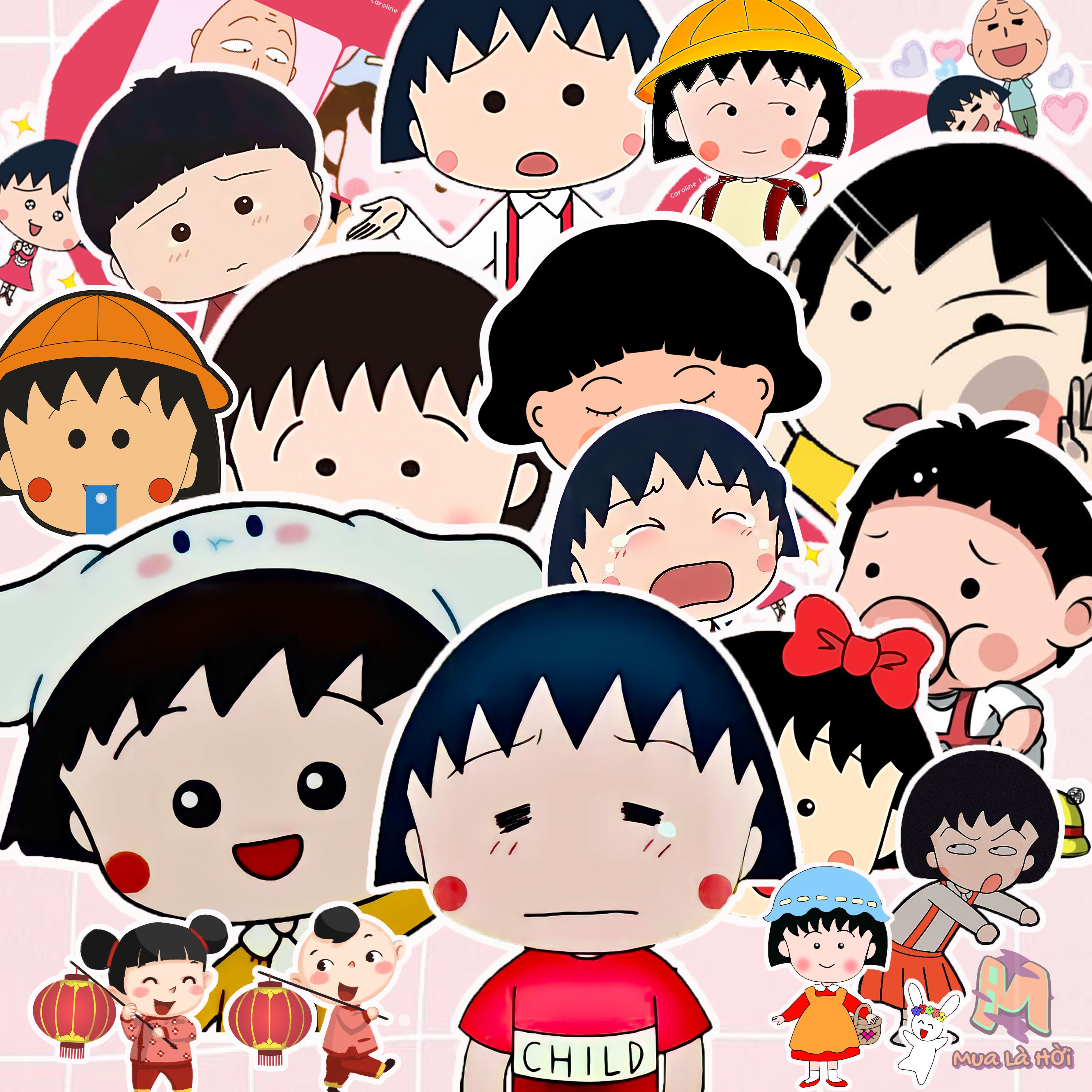 Miếng dán Stickers chủ đề Nhóc Maruko