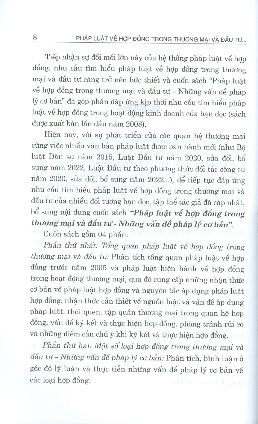 PHÁP LUẬT VỀ HỢP ĐỒNG TRONG THƯƠNG MẠI VÀ ĐẦU TƯ - Những Vấn Đề Pháp Lý Cơ Bản (Sách chuyên khảo) (Xuất bản lần thứ tư có sửa chữa, bổ sung)