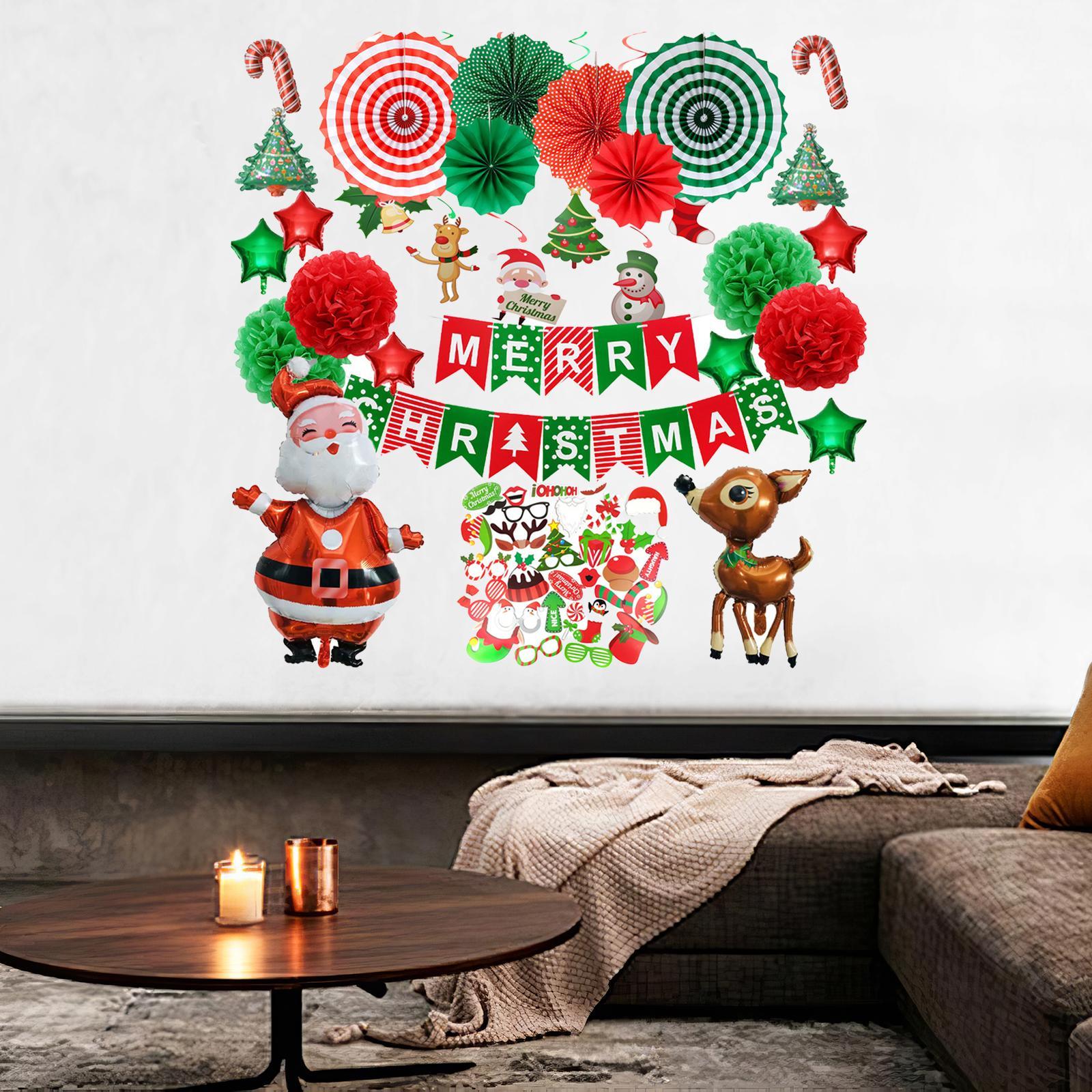 Christmas Colorful Paper Fans  Decorations Hanging Decor Set 1