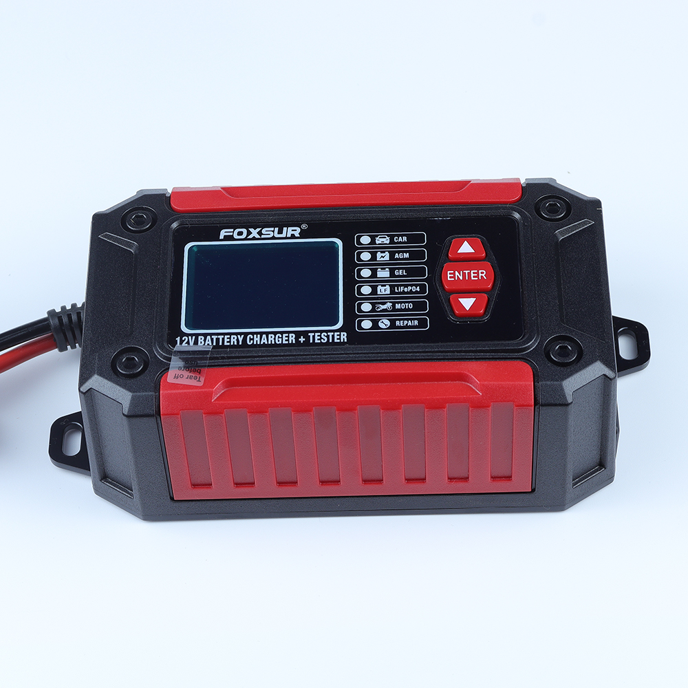 Bộ sạc và test bình ắc quy 12V 2 trong 1 FOXSUR FTC-1206 máy kiểm tra bình ắc quy