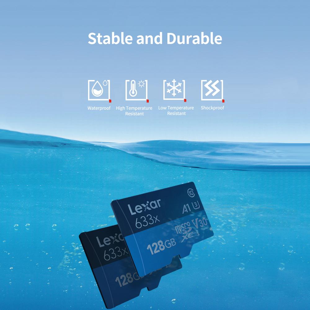 Thẻ Micro SD Class10 U3 A1 V30 TF Hiệu suất cao hành trình của điện thoại Lexar 633x 64GB
