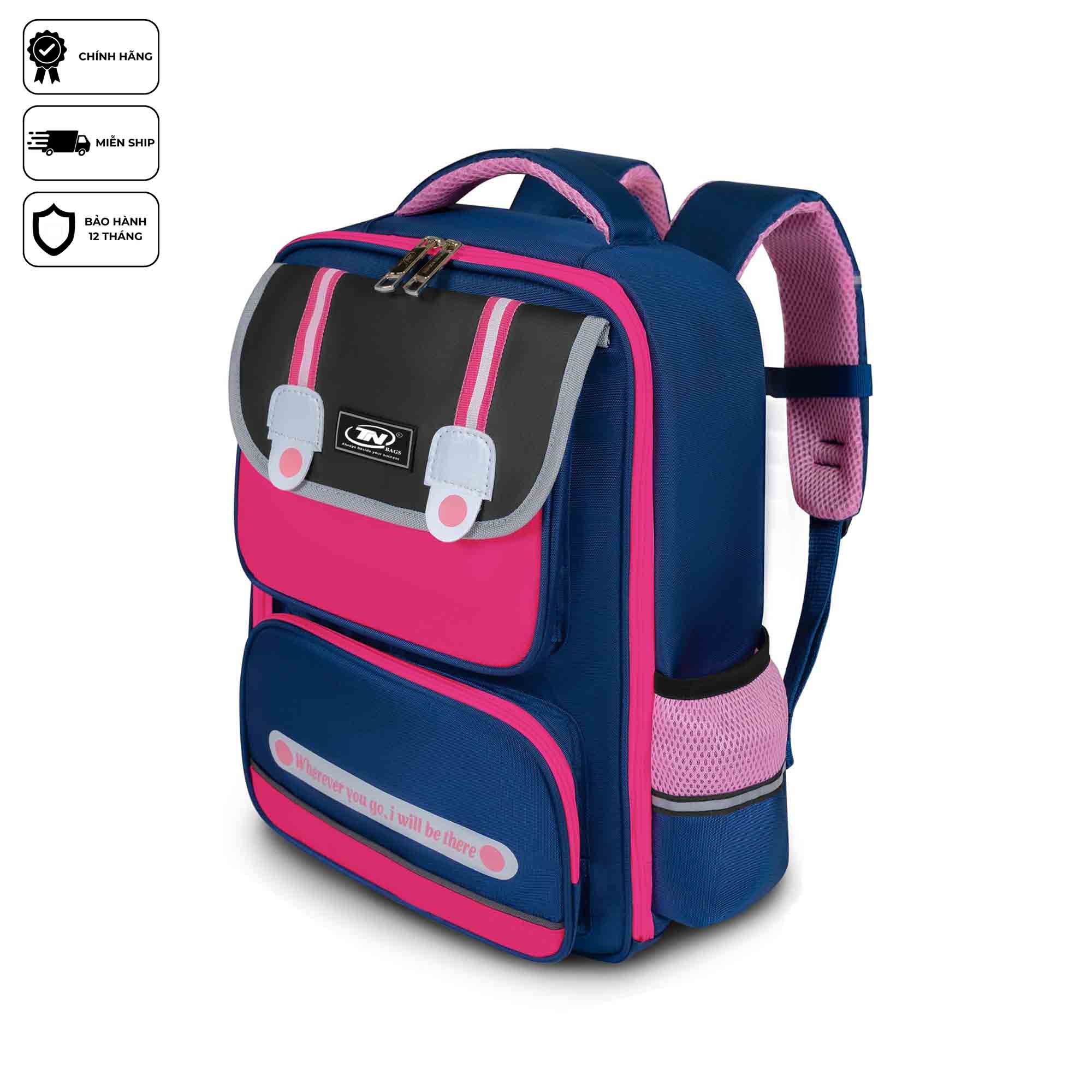Balo học sinh nữ cao cấp chống thấm TNBags Smart Pink TN.B 3112, balo bé gái thời trang tiện dụng, thiết kế hiện đại bền đẹp!