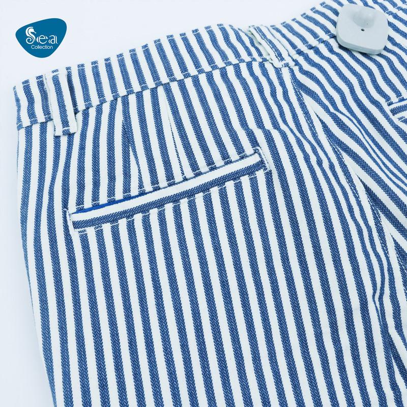 Quần Short Nam Vải Kaki Sọc Xanh Thương Hiệu Cao Cấp Sea Collection