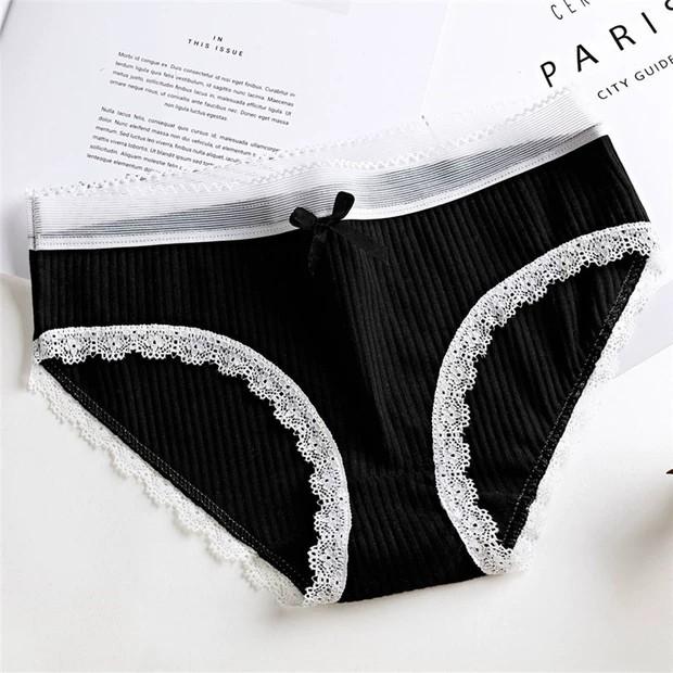 Quần lót nữ cotton gân tăm viền ren trắng dễ thương