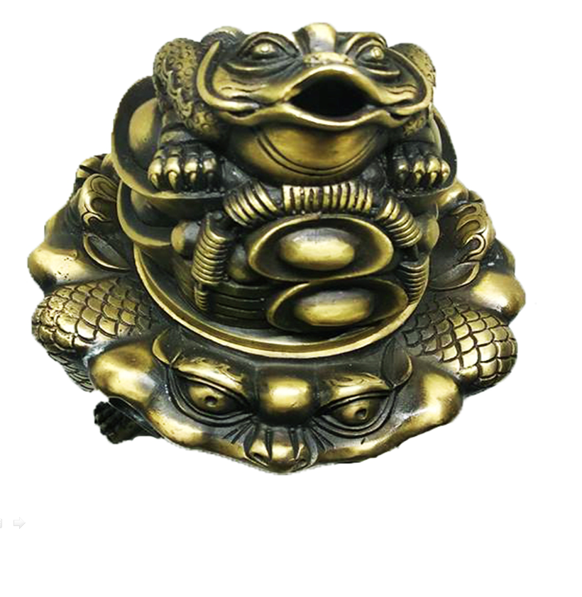 Lư trầm Thiềm Thừ cóc 3 chân bằng đồng thau giả cổ - Dùng để xông trầm hương