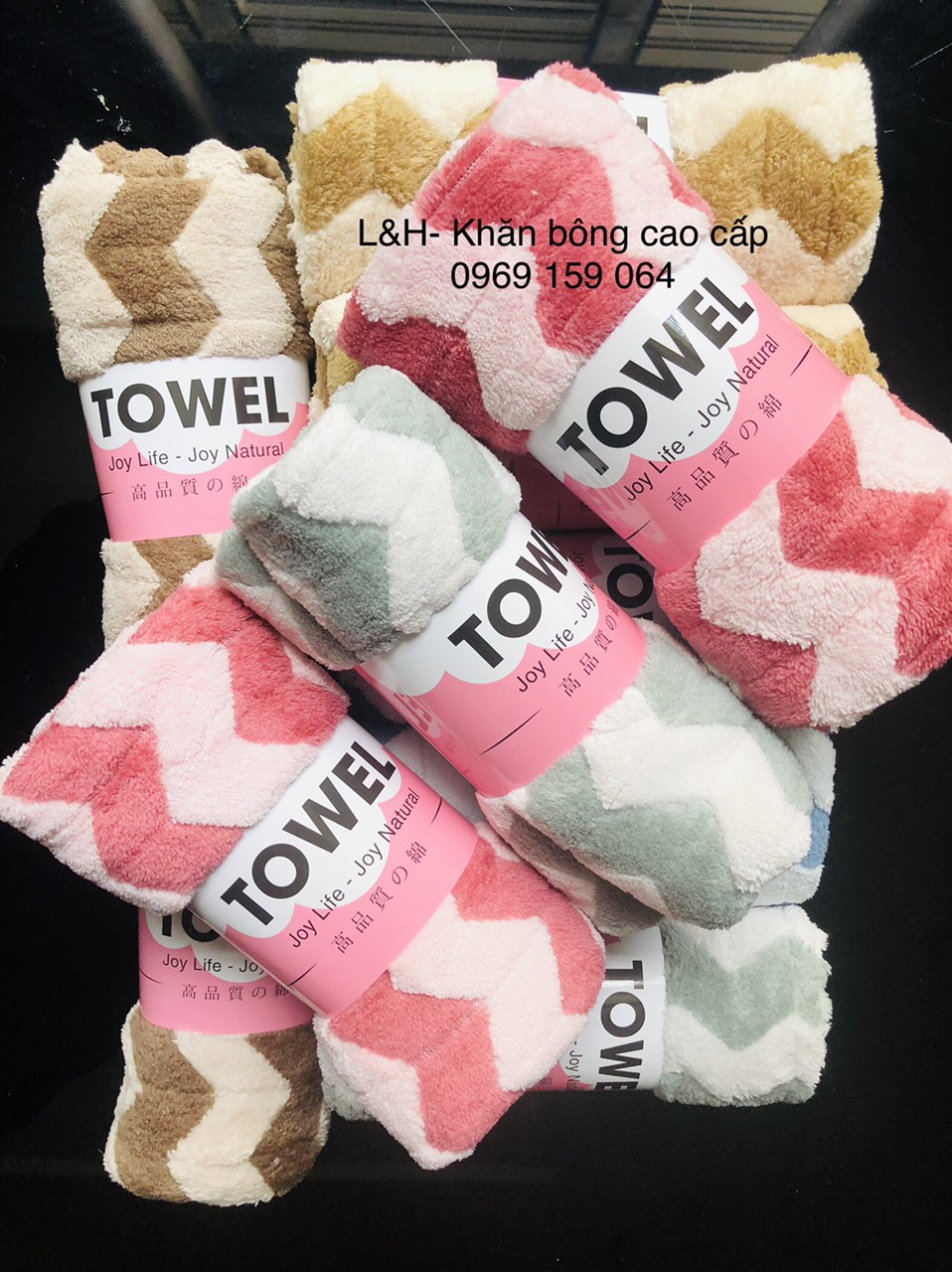Khăn lau tóc lông cừu, sóng to, KT 35x75cm