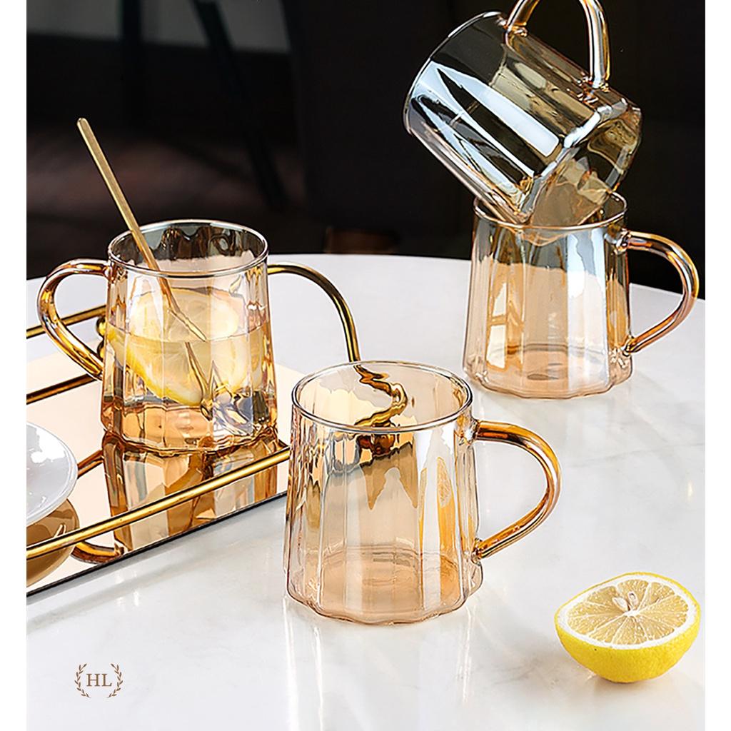 Bình cốc thủy tinh Decor chịu nhiệt Borosilicate | Bình Ly Thủy Phong cách Vintage Vàng Hổ Phách 2023