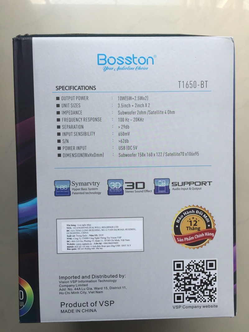 Loa Vi Tính Có Tích Hợp Bluetooth, USB Và Thẻ Nhớ Bosston T1650-BT Đèn LED RGB