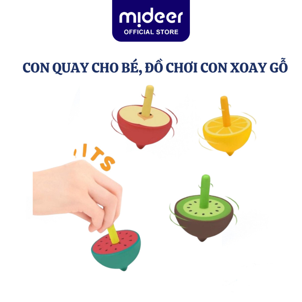 Con quay cho bé, đồ chơi con xoay gỗ spinner Mideer Mini Spinning Tops