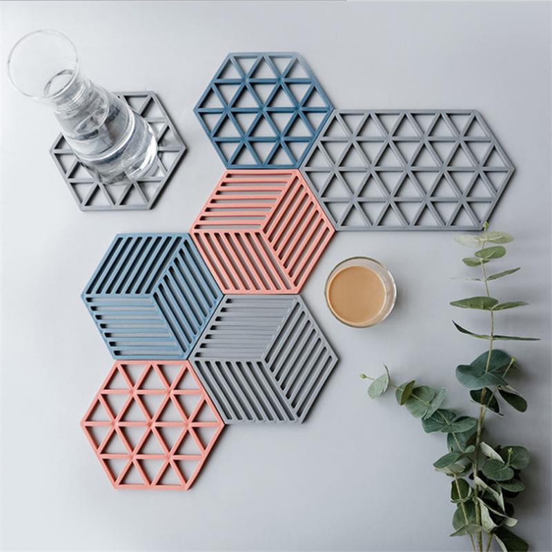 Miếng Lót Ly ANAEAT Bằng Silicon Cách Nhiệt Hình Lục Giác