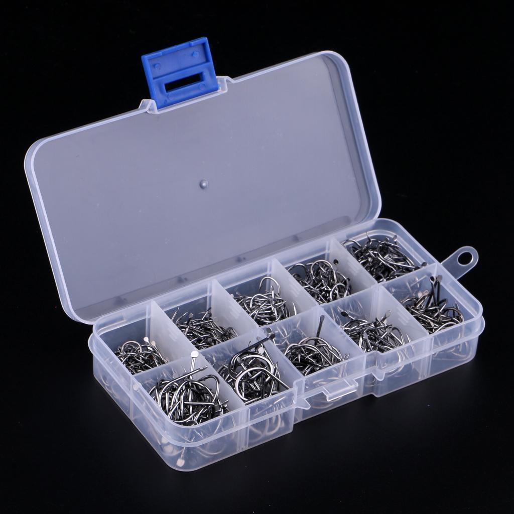 500pcs High Carbon Steel Fishing Hooks Fly Jig Barbed Hook with Hole 6-15#