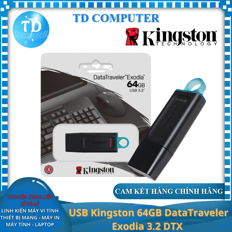 USB Kingston 64GB DataTraveler Exodia 3.2 DTX - Hàng chính hãng FPT phân phối