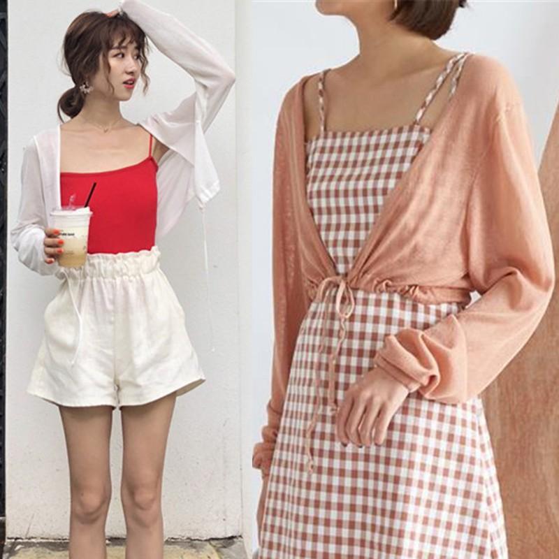 Áo Khoác Cardigan Dệt Kim Tay Dài Chống Nắng