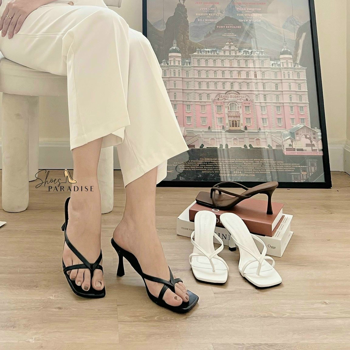 SANDAL quai mảnh gót 5cm mũi vuông nữ tính