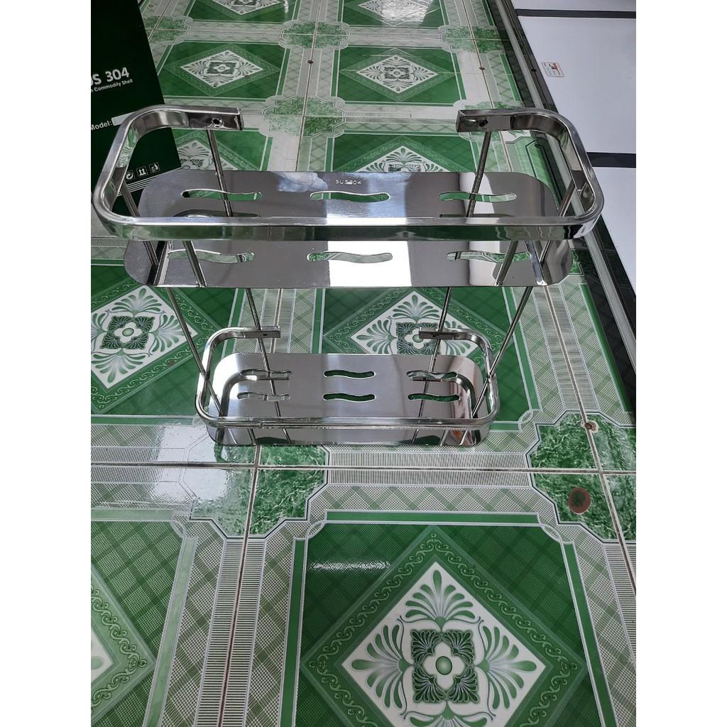 Kệ Thẳng 2 Tầng Inox 304-Có Móc Treo