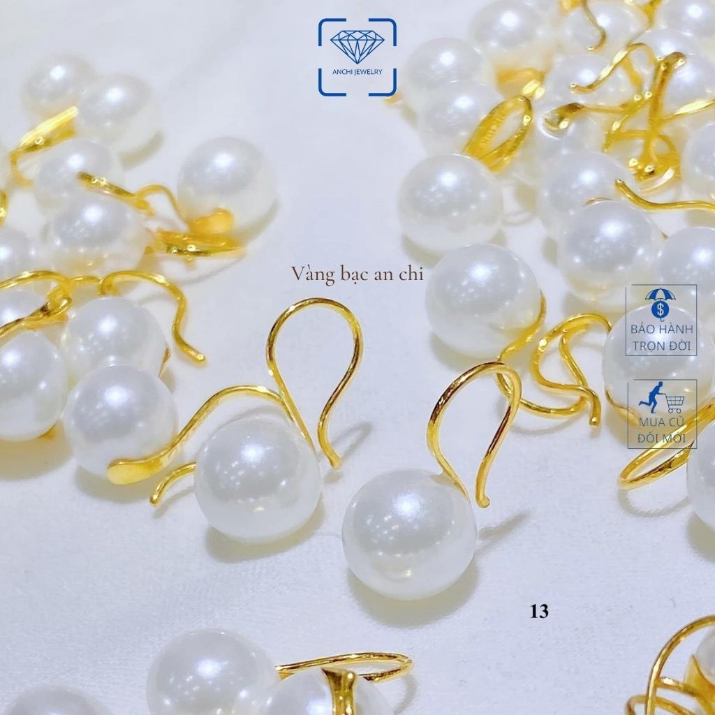 Bông tai hạt trai chuôi 10k có giấy của tiệm vàng, trang sức Anchi jewelry