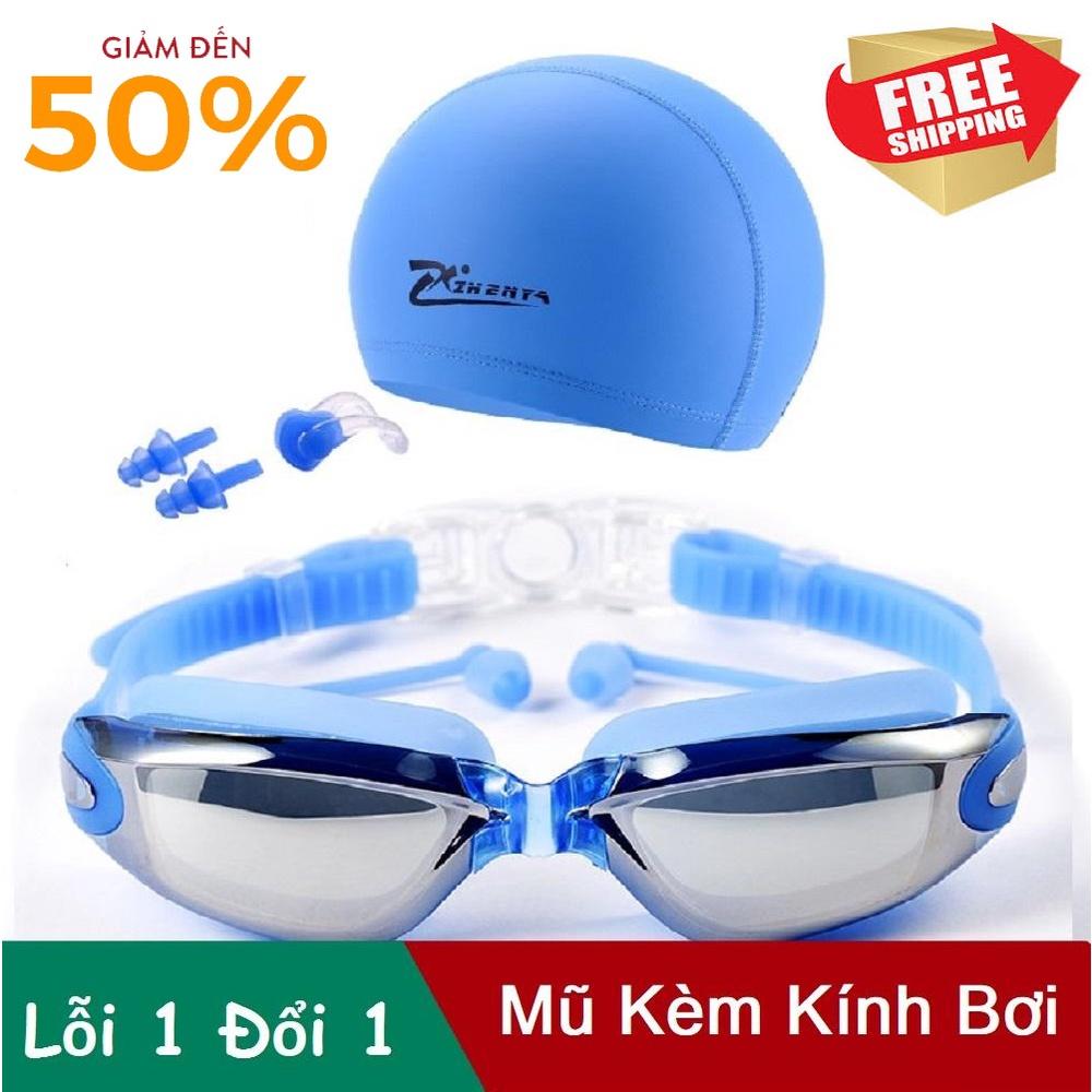 Sét Mũ Kính Bơi Cao Cấp - Combo kính bơi mũ bơi, Kính bơi UV kèm Mũ bơi và 2 nút bịt tai, Thiết Kế Mới Thông Minh, Kiểu