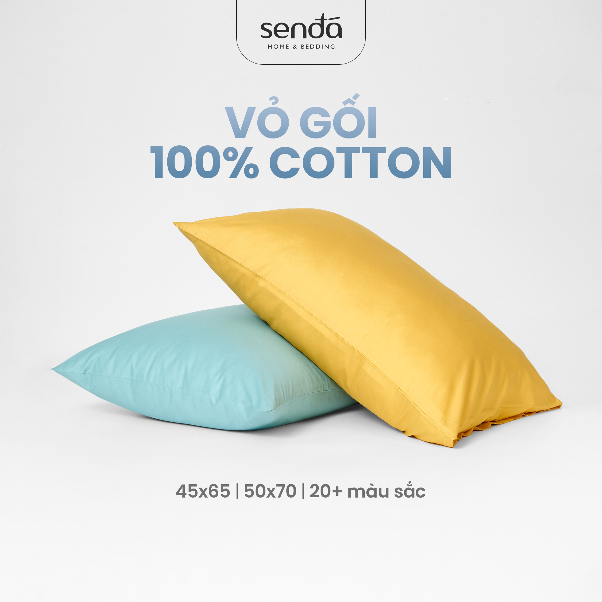 Vỏ gối Cotton Twill Hàn Quốc 50x70 45x65 cm Sen Đá Home Bedding trơn màu, bao áo gối nằm cotton 40s thô lụa cao cấp