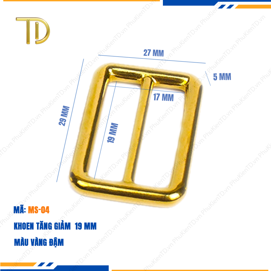 Khoen tăng giảm dây túi xách, Khoen chỉnh dây đeo túi, Tăng đơn túi xách 19mm mạ điện độ bền 5-8 năm