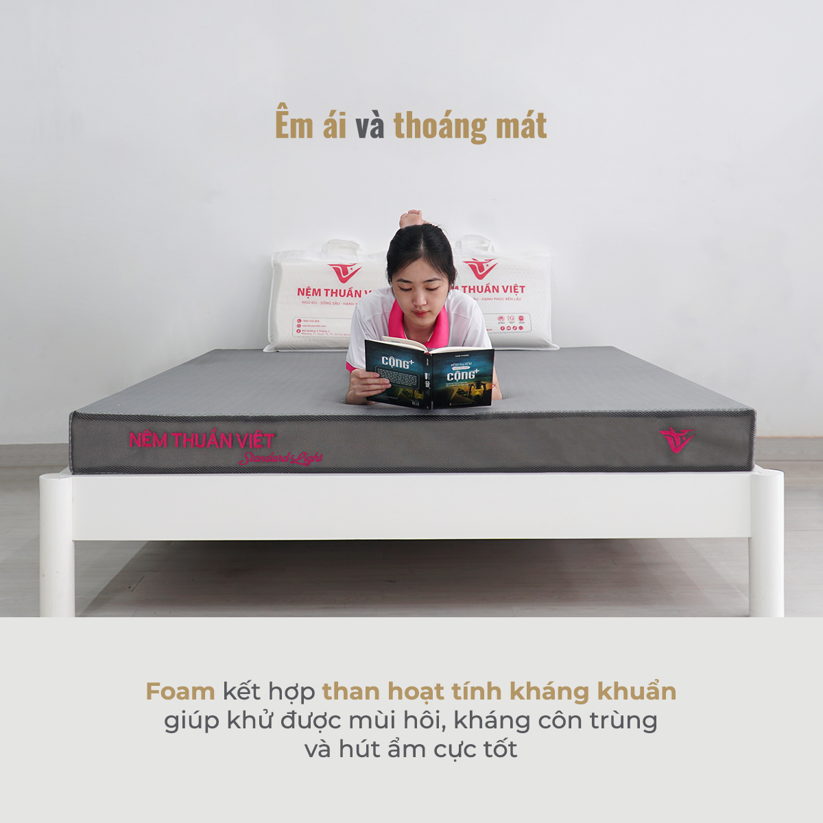Nệm Foam Hoạt Tính Thuần Việt Standard Light - Miễn Phí Vận Chuyển, Bảo Hành 10 Năm, Trả Góp 0%