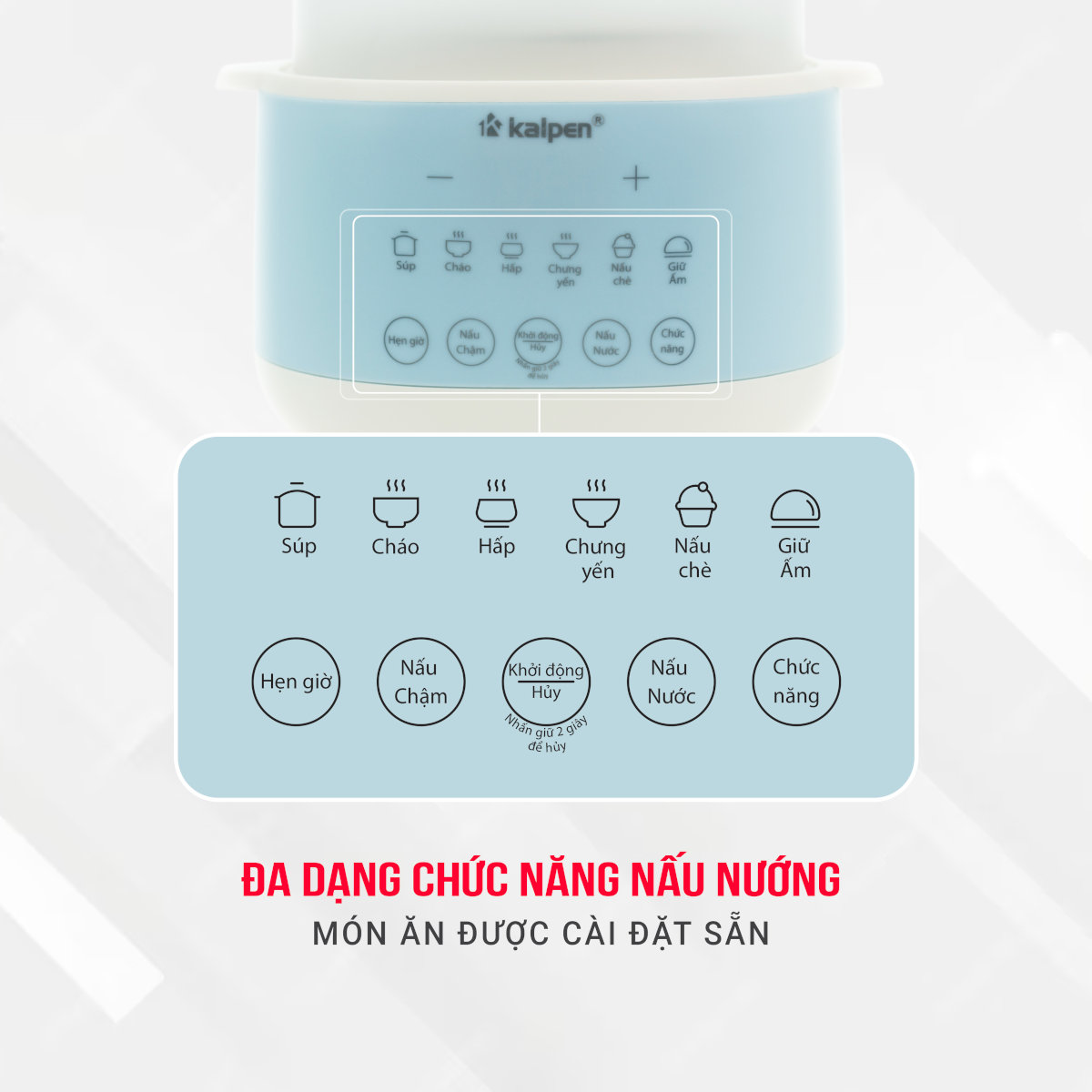 Nồi nấu chậm, nồi chưng yến, nồi hấp đa năng Kalpen SK2 dung tích 1L, hàng chính hãng