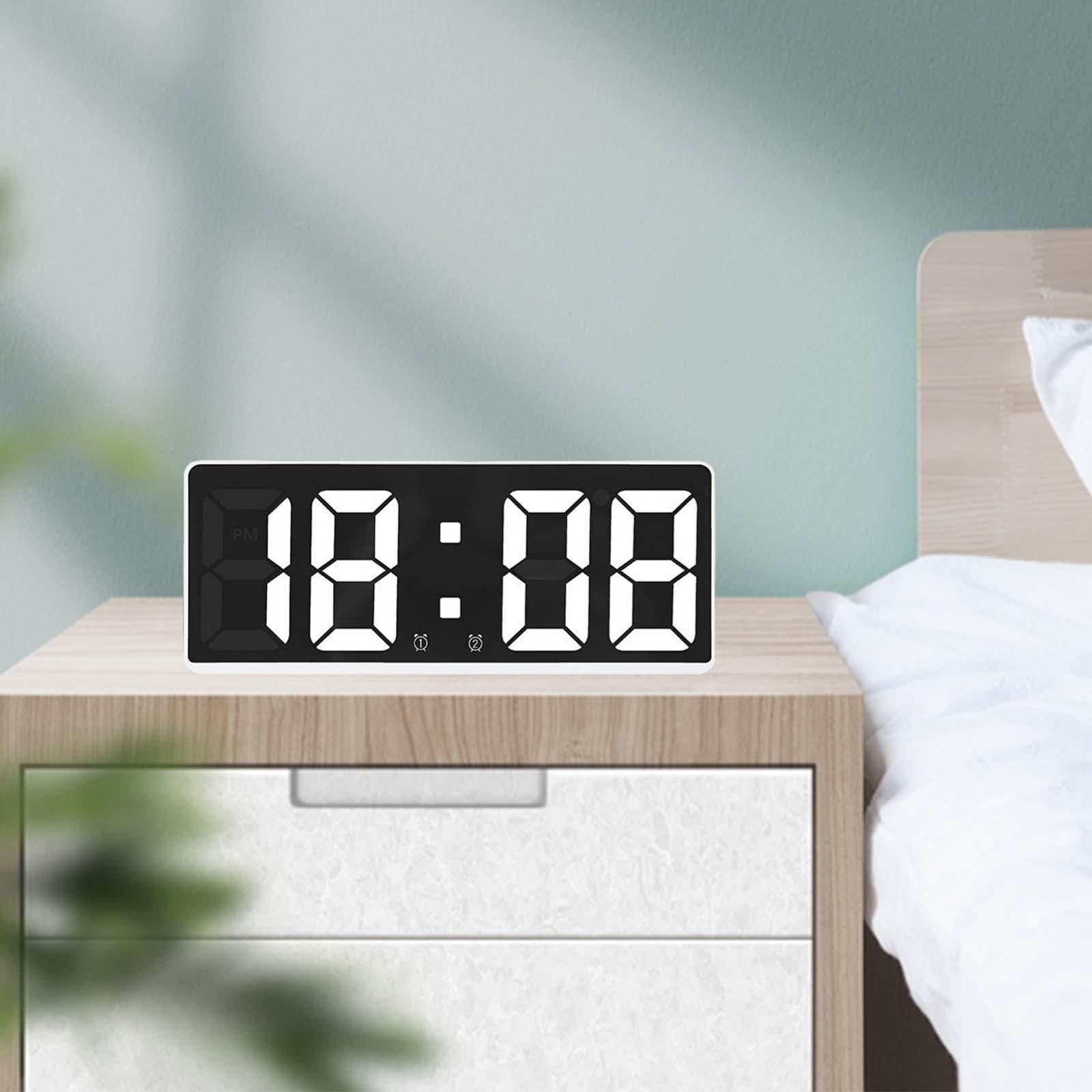 Large Display with 2 Alarms Snooze Calendar Battery  for Home Bedside