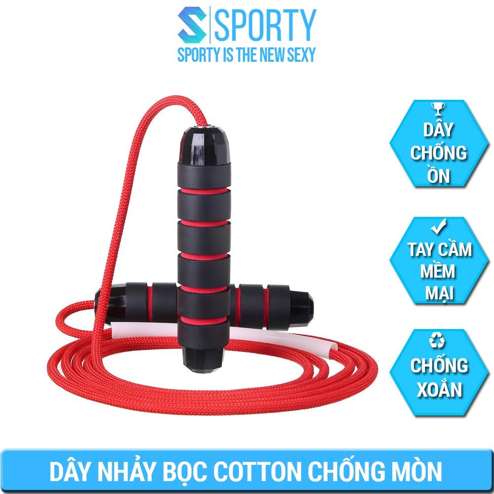 Dây nhảy dây SPORTY TS23 thiết kế mới kèm thêm tạ sắt theo sở thích, lõi dây thép 6mm, tay nắm có vân êm ái thoáng khí