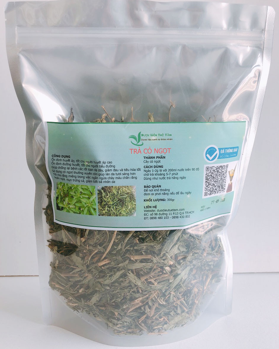 Trà cỏ ngọt - Dùng thích hợp cho người tiểu đường - Cỏ ngọt sấy khô thơm và sạch - Gói 300g