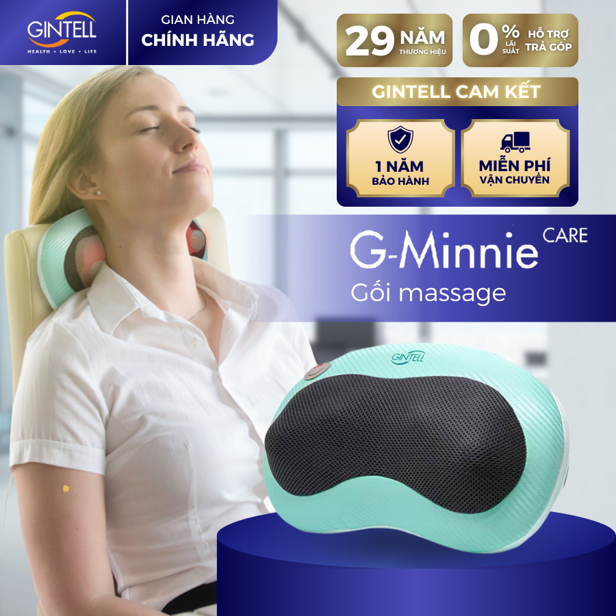 |GIÁ SỐC| Gối Massage nhiệt hồng ngoại  G-Minnie Care| Công nghệ massage Shiatsu 3D | 1 Năm Bảo Hành