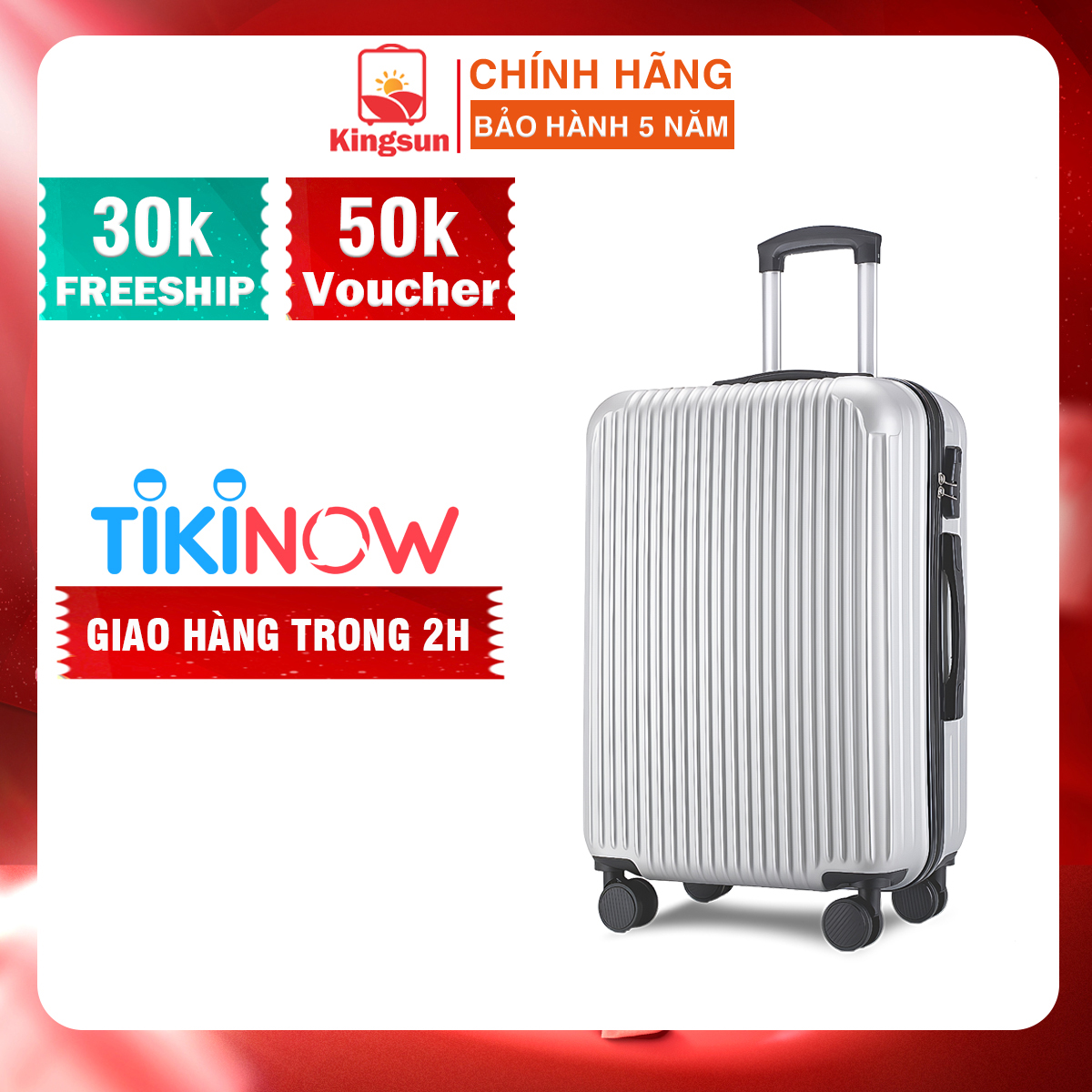 Vali Du Lịch Cao Cấp Size 20Inch - Chất Lượng Cao Ks - 155 - Màu Bạc