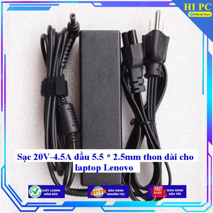 Sạc 20V-4.5A đầu 5.5 * 2.5mm thon dài cho laptop Lenovo - Kèm Dây nguồn - Hàng Nhập Khẩu