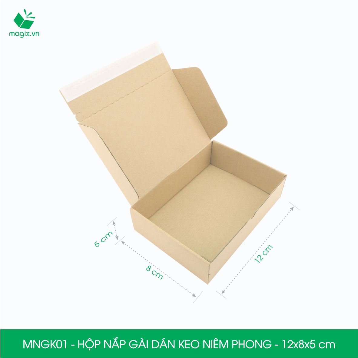 MNGK01 - 12x8x5 cm - COMBO 20 HỘP CARTON NẮP GÀI HÔNG CÓ KEO NIÊM PHONG - THÙNG HỘP CARTON ĐÓNG  HÀNG